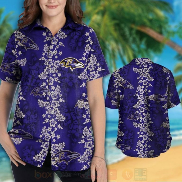 Nfl Baltimore Ravens White Hibiscus Flowers Hawaiian Shirt, Short - Hot Sale 2025