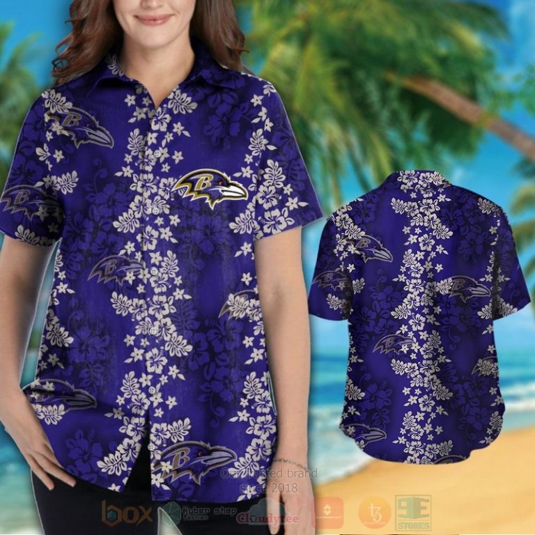 Nfl Baltimore Ravens White Hibiscus Flowers Hawaiian Shirt, Short - Hot Sale 2025