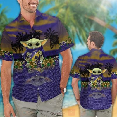 Nfl Baltimore Ravens And Baby Yoda Hawaiian Shirt, Short - Hot Sale 2025