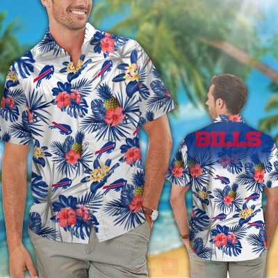 Nfl Buffalo Bills Blue-White Hibiscus Flowers Hawaiian Shirt, Short - Hot Sale 2025