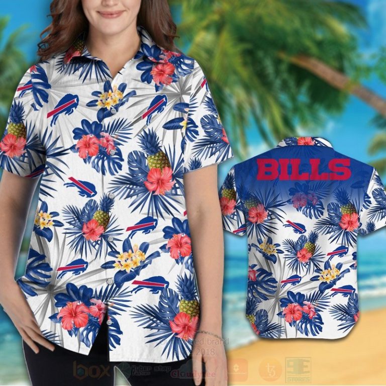 Nfl Buffalo Bills Blue-White Hibiscus Flowers Hawaiian Shirt, Short - Hot Sale 2025