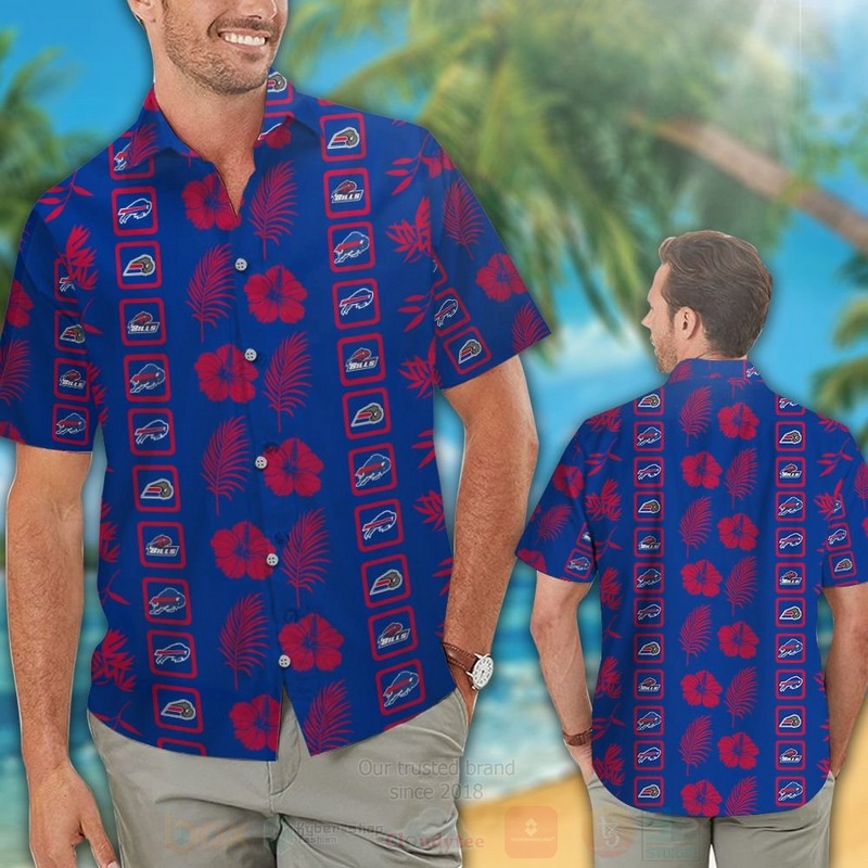 Nfl Buffalo Bills Full Blue-Red Hibiscus Flowers Hawaiian Shirt, Short - Hot Sale 2025