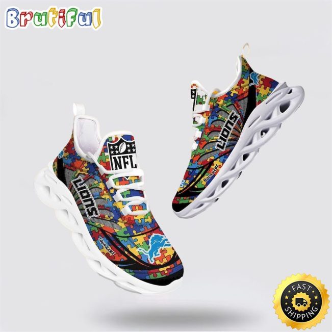 NFL Detroit Lions Autism Awareness Max Soul Shoes Perfect Gift For Football Fans