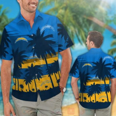 Nfl Los Angeles Chargers Blue-Yellow Coconut Tree Hawaiian Shirt, Short - Hot Sale 2025