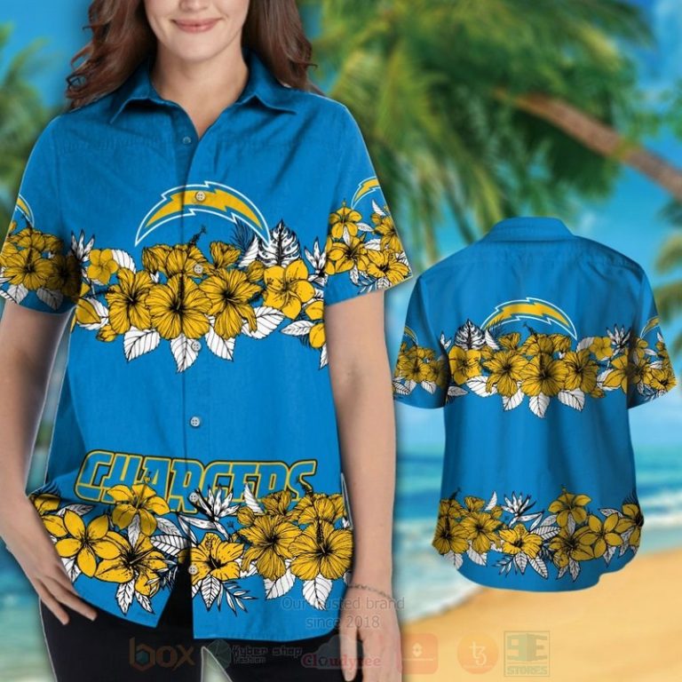 Nfl Los Angeles Chargers Hibiscus Yellow Hawaiian Shirt, Short - Hot Sale 2025