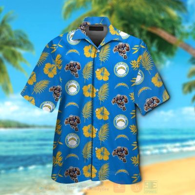 Nfl Los Angeles Chargers Logo Blue-Yellow Hibiscus Hawaiian Shirt, Short - Hot Sale 2025