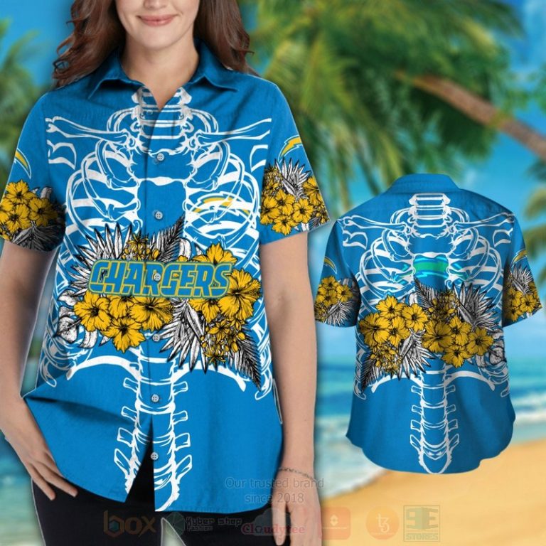Nfl Los Angeles Chargers Skeleton Hawaiian Shirt, Short - Hot Sale 2025