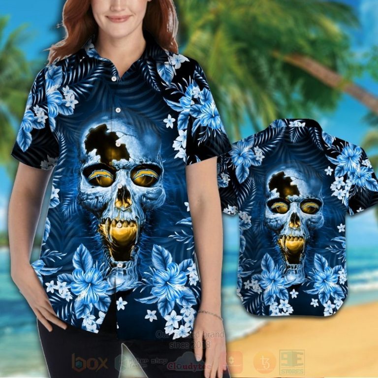 Nfl Los Angeles Chargers Skull Hawaiian Shirt, Short - Hot Sale 2025