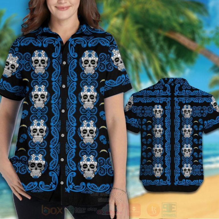 Nfl Los Angeles Chargers Skulls Hawaiian Shirt, Short - Hot Sale 2025