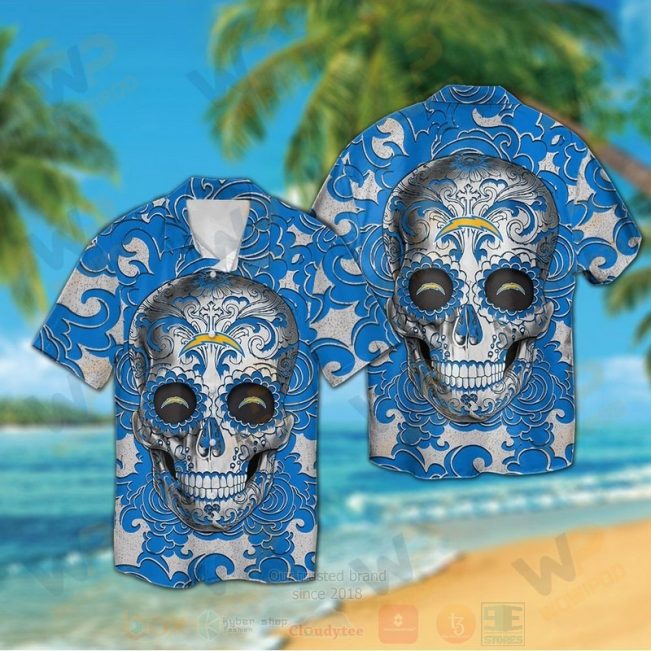 Nfl Los Angeles Chargers Sugar Skull Hawaiian Shirt, Short - Hot Sale 2025