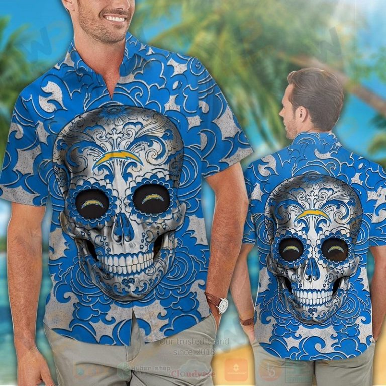 Nfl Los Angeles Chargers Sugar Skull Hawaiian Shirt, Short - Hot Sale 2025