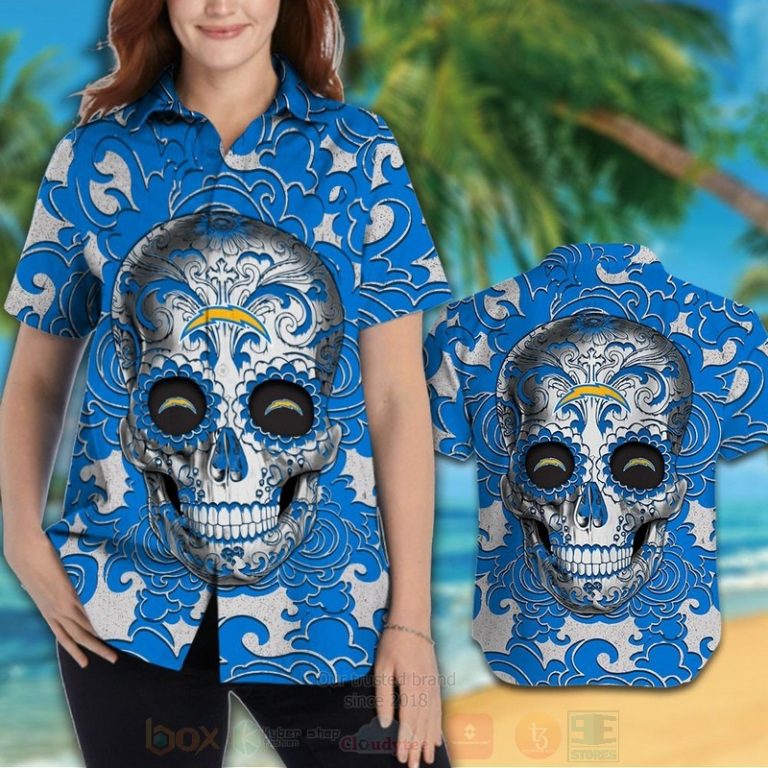 Nfl Los Angeles Chargers Sugar Skull Hawaiian Shirt, Short - Hot Sale 2025