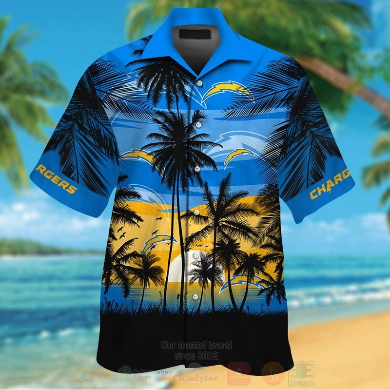 Nfl Los Angeles Chargers Sun Coconut Tree Hawaiian Shirt, Short - Hot Sale 2025