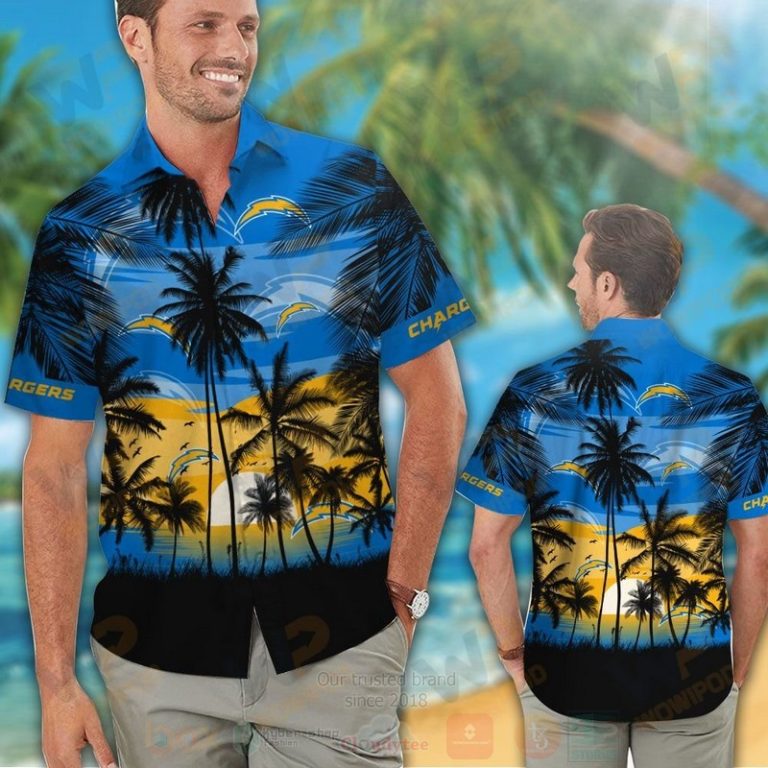 Nfl Los Angeles Chargers Sun Coconut Tree Hawaiian Shirt, Short - Hot Sale 2025