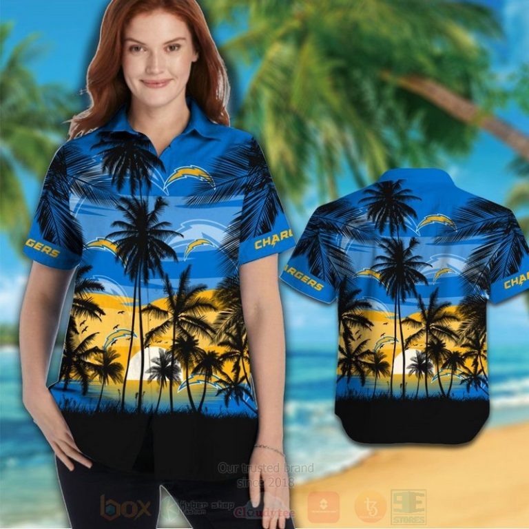 Nfl Los Angeles Chargers Sun Coconut Tree Hawaiian Shirt, Short - Hot Sale 2025