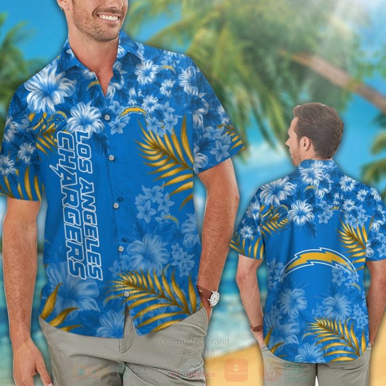 Nfl Los Angeles Chargers White Hibiscus Hawaiian Shirt, Short - Hot Sale 2025