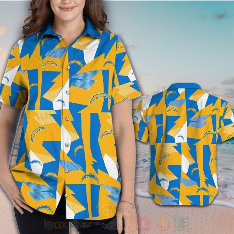 Nfl Los Angeles Chargers Yellow Blue Hawaiian Shirt, Short - Hot Sale 2025