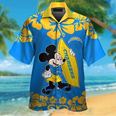 Nfl Los Angeles Chargers And Mickey Mouse Hawaiian Shirt, Short - Hot Sale 2025