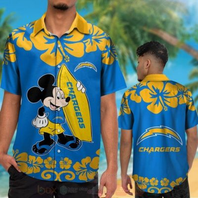 Nfl Los Angeles Chargers And Mickey Mouse Hawaiian Shirt, Short - Hot Sale 2025