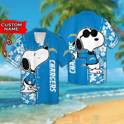 Nfl Los Angeles Chargers And Snoopy Custom Name Hawaiian Shirt, Short - Hot Sale 2025