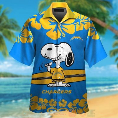 Nfl Los Angeles Chargers And Snoopy Hawaiian Shirt, Short - Hot Sale 2025