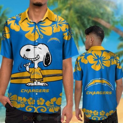 Nfl Los Angeles Chargers And Snoopy Hawaiian Shirt, Short - Hot Sale 2025