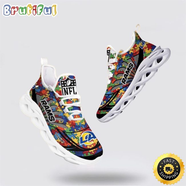 NFL Los Angeles Rams Autism Awareness Max Soul Shoes Perfect Gift For Football Fans