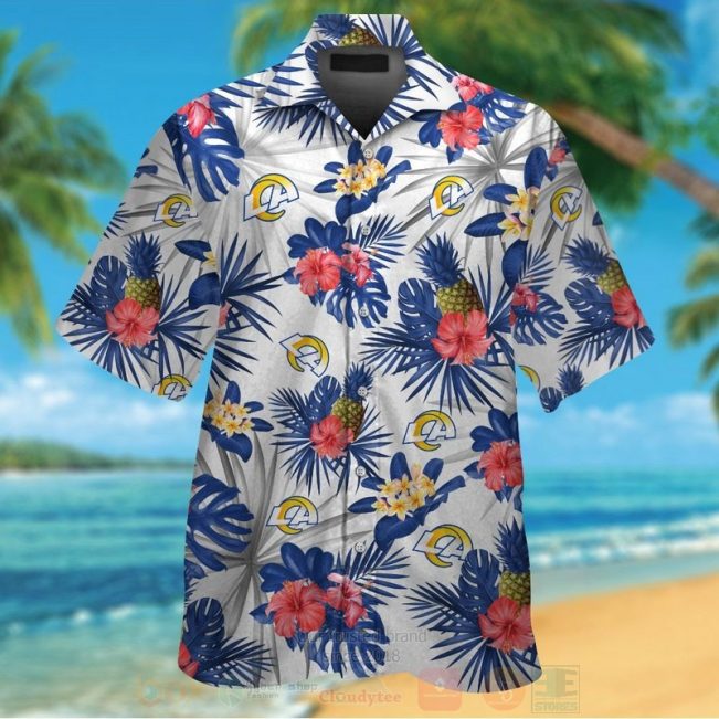 Nfl Los Angeles Rams Blue-White Hibiscus Hawaiian Shirt, Short - Hot Sale 2025