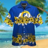 Nfl Los Angeles Rams Blue Yellow And Hiibscus Hawaiian Shirt Short.jpg - demo10