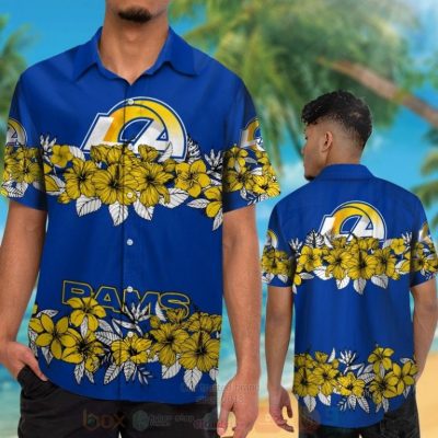 Nfl Los Angeles Rams Blue-Yellow And Hiibscus Hawaiian Shirt, Short - Hot Sale 2025