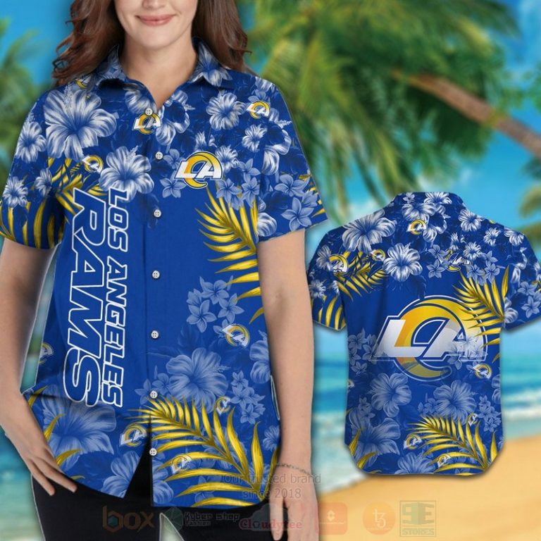 Nfl Los Angeles Rams Full Blue-White Hibiscus Hawaiian Shirt, Short - Hot Sale 2025