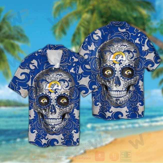 Nfl Los Angeles Rams Sugar Skull Hawaiian Shirt, Short - Hot Sale 2025