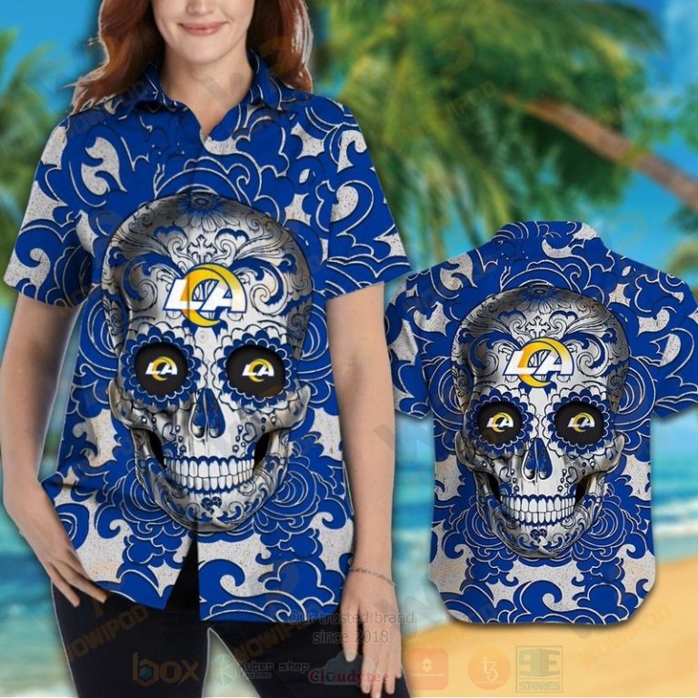 Nfl Los Angeles Rams Sugar Skull Hawaiian Shirt, Short - Hot Sale 2025