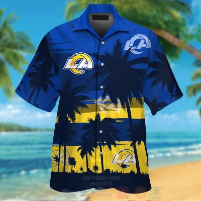 Nfl Los Angeles Rams Yellow-Blue With Coconut Tree Hawaiian Shirt, Short - Hot Sale 2025