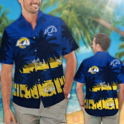 Nfl Los Angeles Rams Yellow-Blue With Coconut Tree Hawaiian Shirt, Short - Hot Sale 2025
