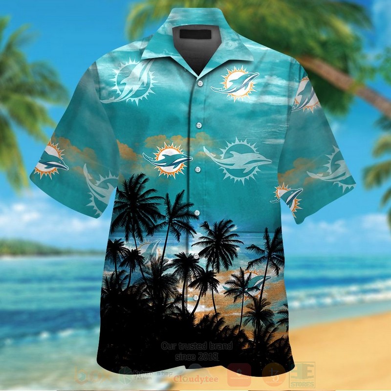 Nfl Miami Dolphins Aqua Green With Coconut Tree Hawaiian Shirt, Short - Hot Sale 2025
