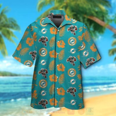 Nfl Miami Dolphins Aqua Green And Orange Hiibscus Hawaiian Shirt, Short - Hot Sale 2025