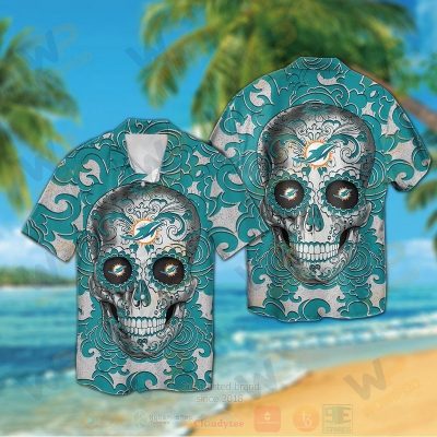 Nfl Miami Dolphins Sugar Skull Hawaiian Shirt, Short - Hot Sale 2025