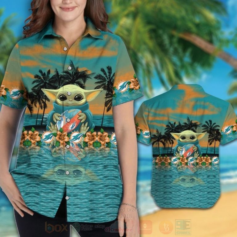 Nfl Miami Dolphins And Baby Yoda Hawaiian Shirt, Short - Hot Sale 2025