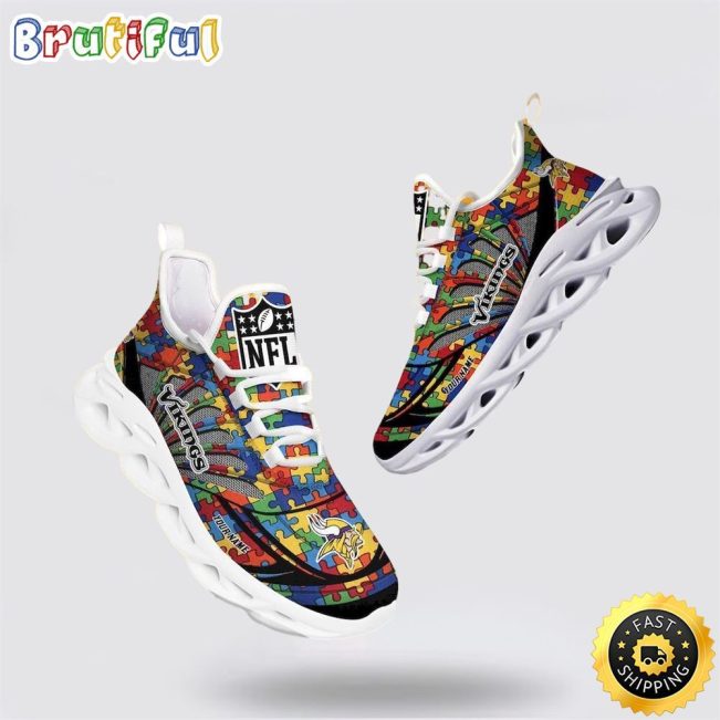 NFL Minnesota Vikings Autism Awareness Max Soul Shoes Perfect Gift For Football Fans