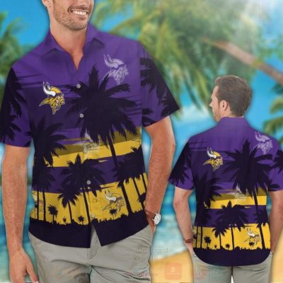 Nfl Minnesota Vikings Dark Purple-Yellow Hawaiian Shirt, Short - Hot Sale 2025