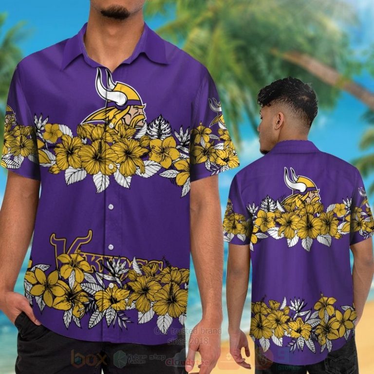 Nfl Minnesota Vikings Dark Purple-Yellow Hiibscus Hawaiian Shirt, Short - Hot Sale 2025