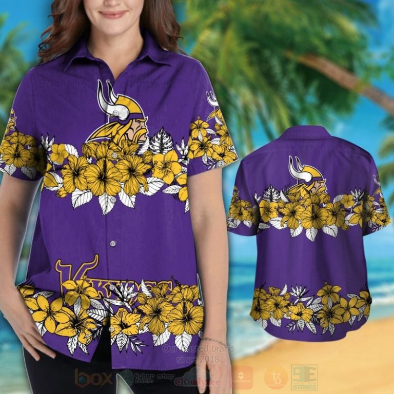 Nfl Minnesota Vikings Dark Purple-Yellow Hiibscus Hawaiian Shirt, Short - Hot Sale 2025