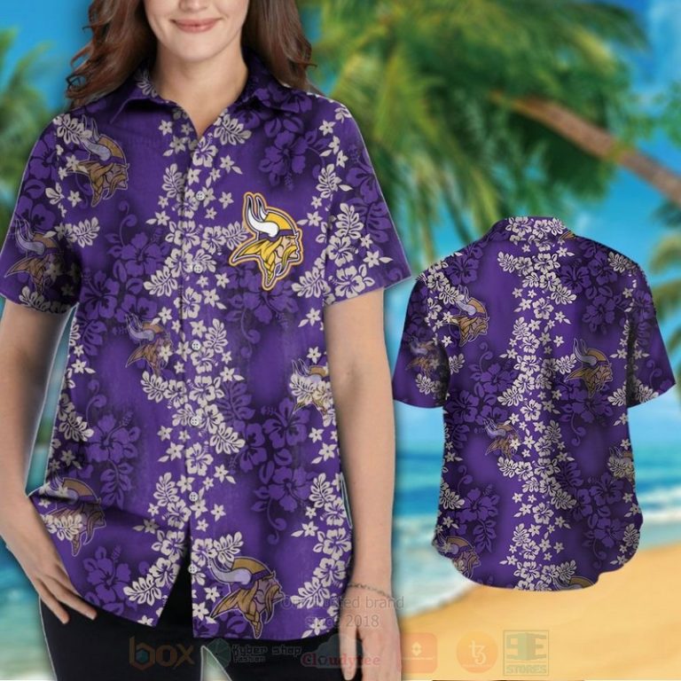 Nfl Minnesota Vikings Full Purple Hiibscus Hawaiian Shirt, Short - Hot Sale 2025