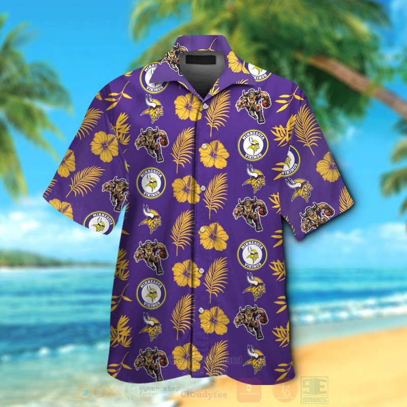 Nfl Minnesota Vikings Logo And Yellow Hiibscus Hawaiian Shirt, Short - Hot Sale 2025