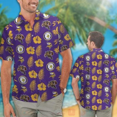 Nfl Minnesota Vikings Logo And Yellow Hiibscus Hawaiian Shirt, Short - Hot Sale 2025