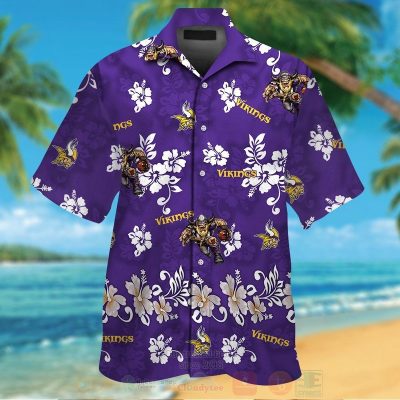 Nfl Minnesota Vikings Purple-White Hiibscus Hawaiian Shirt, Short - Hot Sale 2025