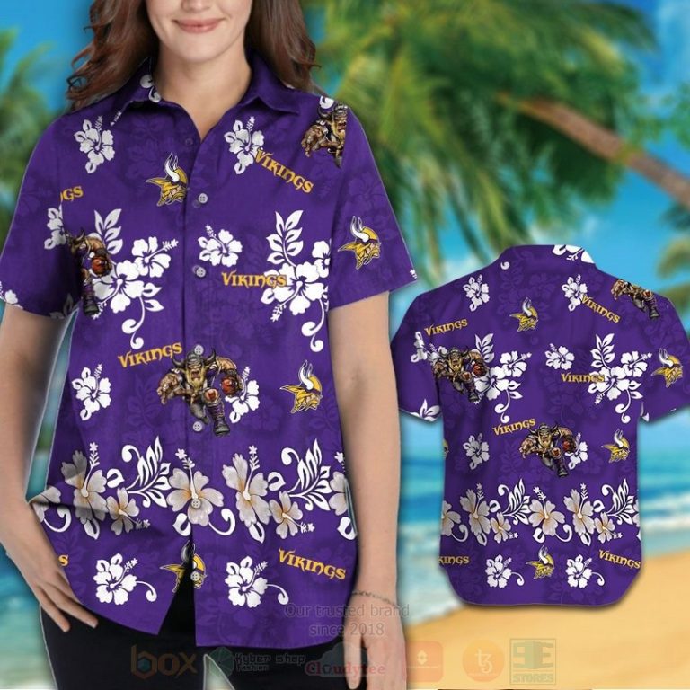 Nfl Minnesota Vikings Purple-White Hiibscus Hawaiian Shirt, Short - Hot Sale 2025