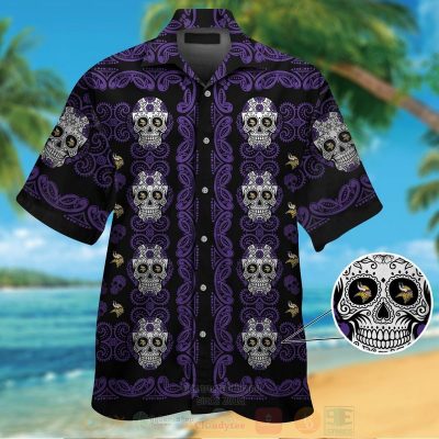 Nfl Minnesota Vikings Skulls Hawaiian Shirt, Short - Hot Sale 2025