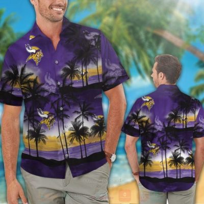 Nfl Minnesota Vikings Sky And Coconut Tree Purple Hawaiian Shirt, Short - Hot Sale 2025